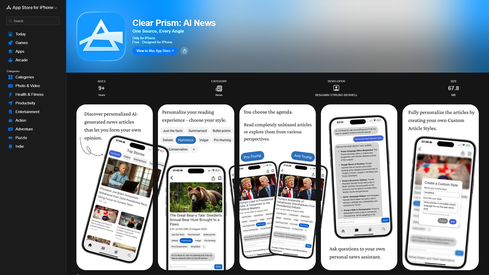 Clear Prism AI News — интерфейс нейросети Clear Prism AI News — интерфейс нейросети