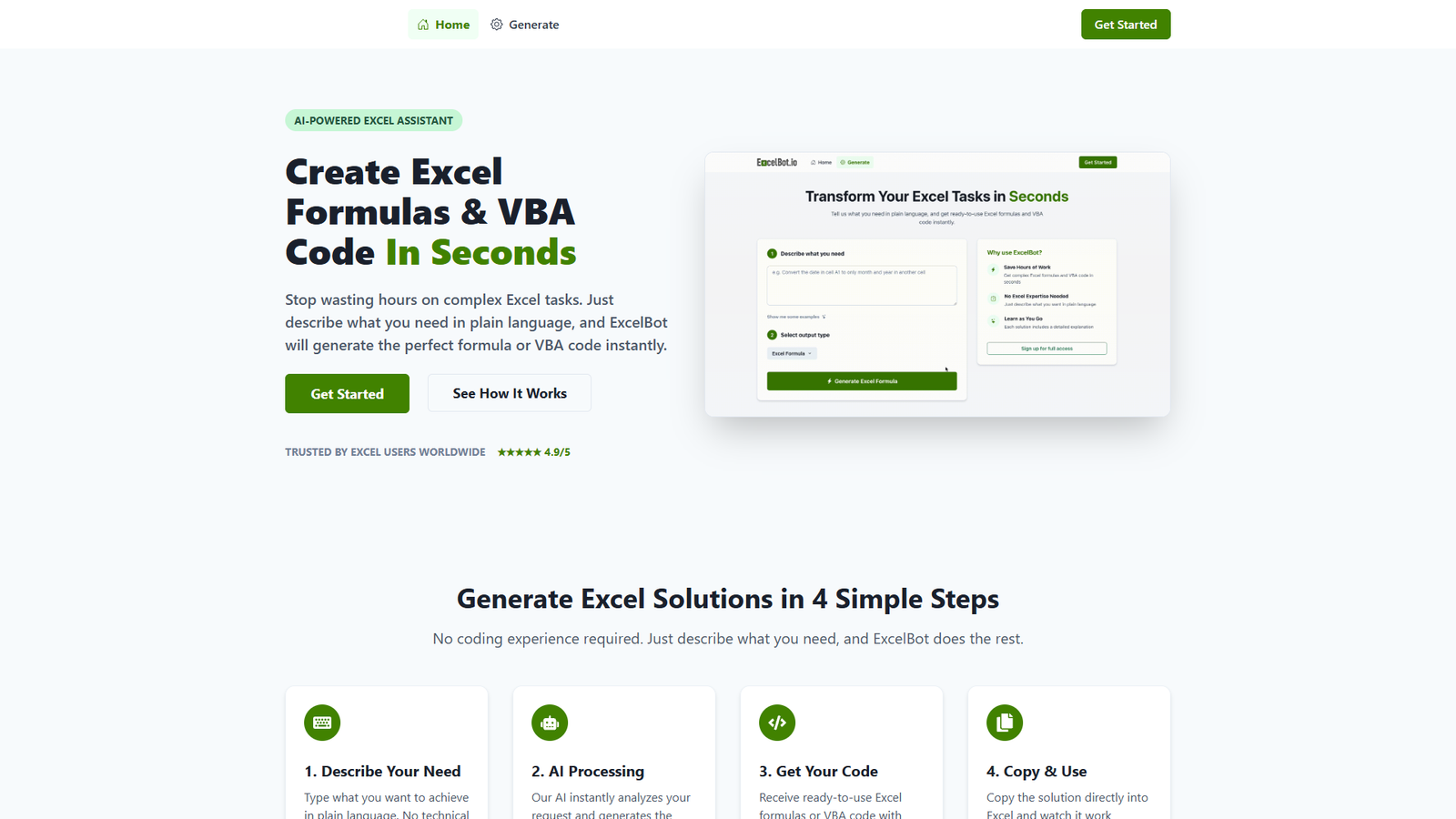 ExcelBot — интерфейс нейросети ExcelBot — интерфейс нейросети