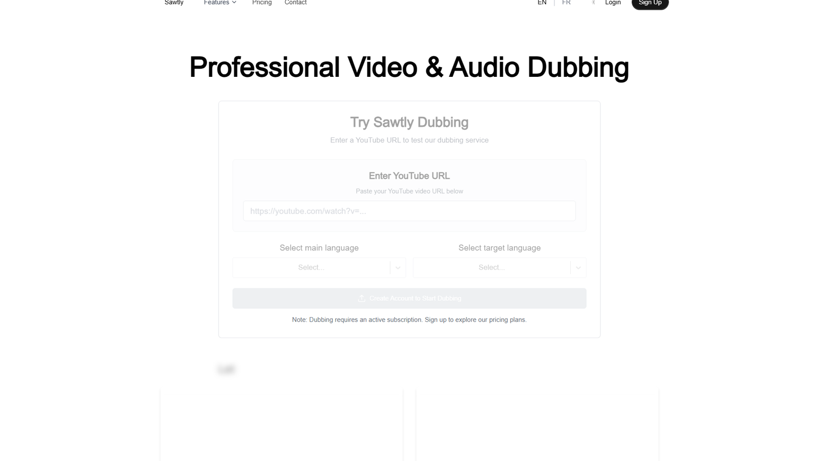 Sawtly Dubbing — интерфейс нейросети Sawtly Dubbing — интерфейс нейросети