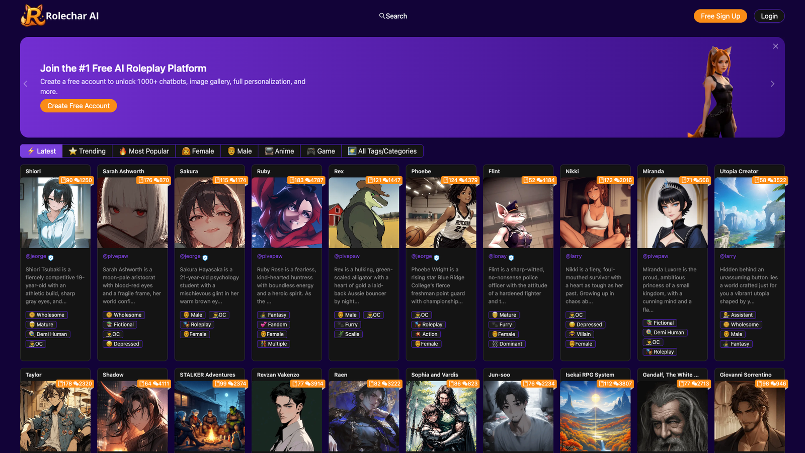 Rolechar AI — интерфейс нейросети Rolechar AI — интерфейс нейросети