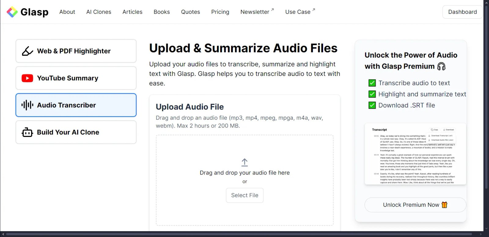 Glasp Аудио транскрибация Glasp Аудио транскрибация