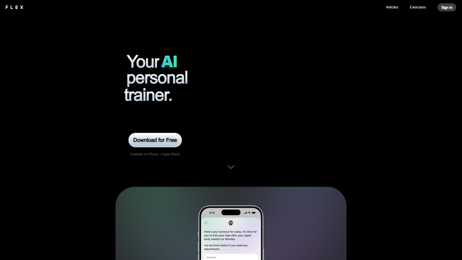 Flex AI Personal Trainer — интерфейс нейросети Flex AI Personal Trainer — интерфейс нейросети