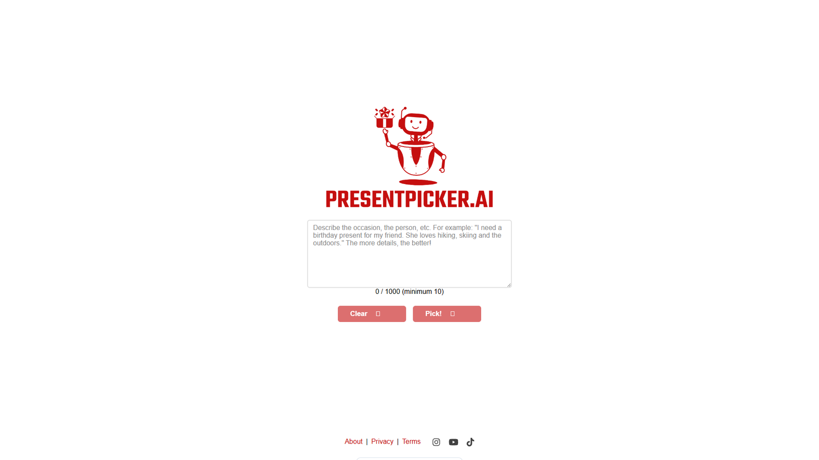Present Picker — интерфейс нейросети Present Picker — интерфейс нейросети
