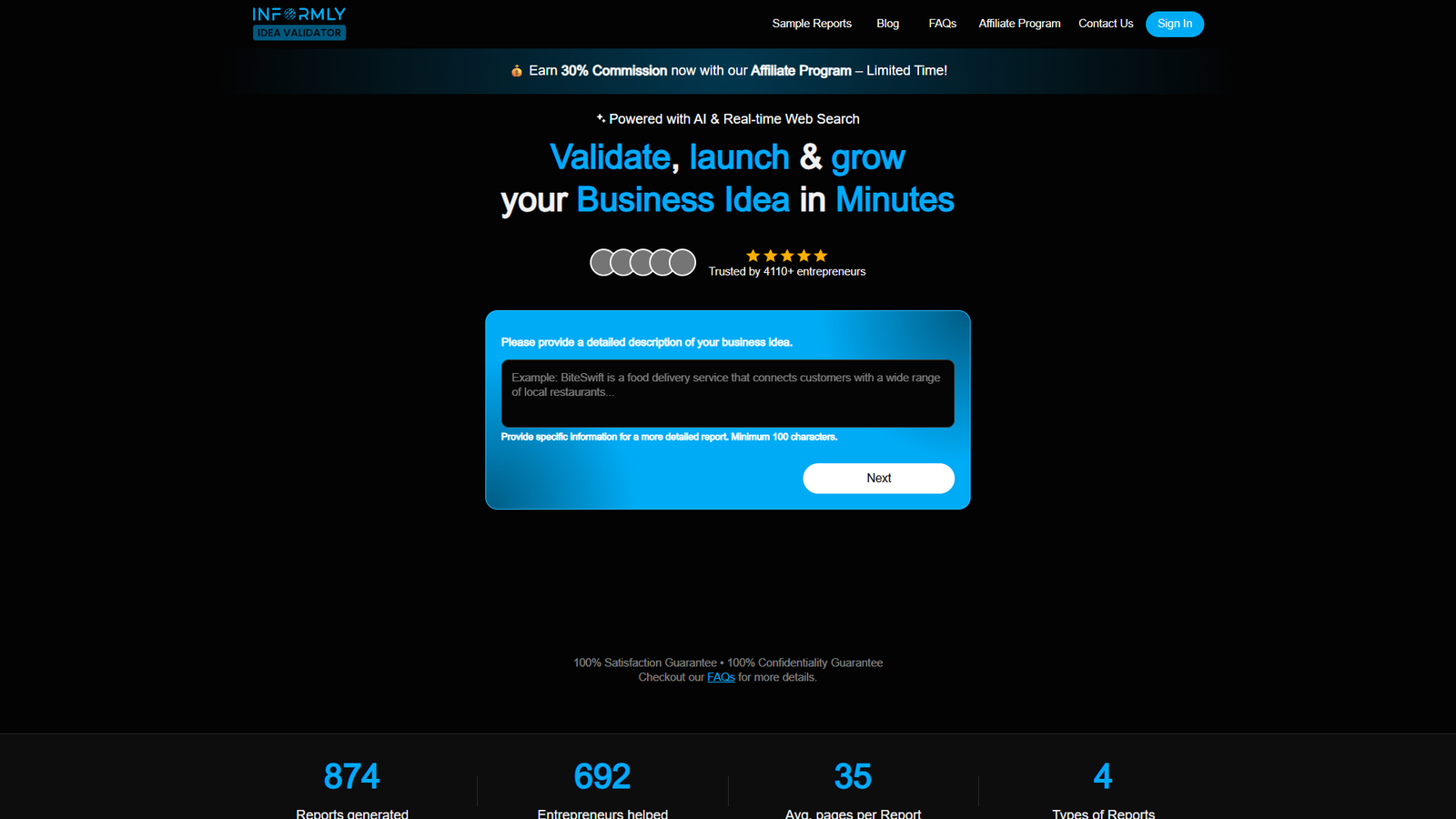 Idea Validator — интерфейс нейросети Idea Validator — интерфейс нейросети