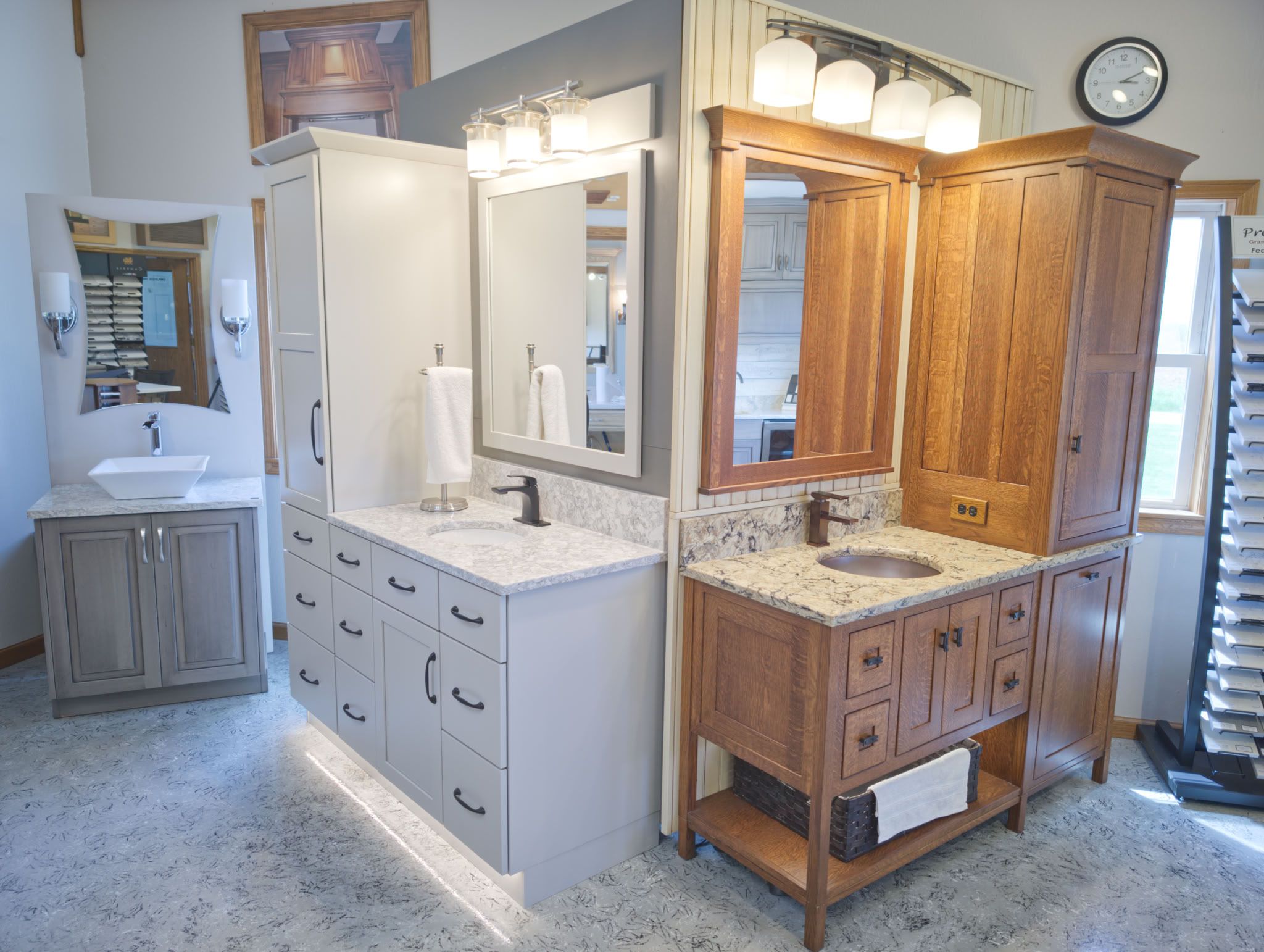 A preview of vanities on display in D.L. Miller's showroom.