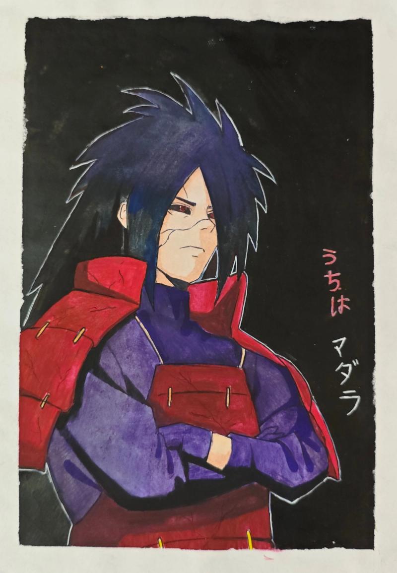 naruto, madara uchiha, madara fan art, naruto fan art, watercolor art, traditional watercolor, anime art, uchihamadara, narutoshippuden, sharingan, japanese anime, fanart, manga art, otaku art