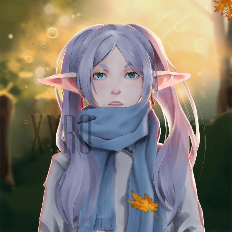 Artwork of Golden Hour: Frieren — Illustration — by Xyro, 2D Illustration, Anime Style