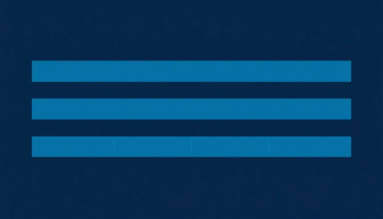 Minimal geometric editorial illustration on deep navy background, three horizontal timeline bars of clearly different lengths arranged in parallel with the shortest at the top and longest at the bottom, each bar in solid electric blue with thin teal subdivision marks indicating production phase breakpoints, clean editorial vector aesthetic, no text labels