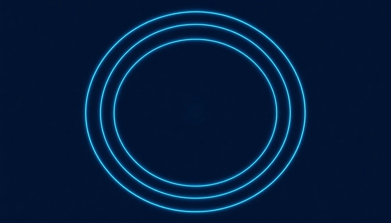 Minimal geometric editorial illustration on deep navy background showing a single small central circle with thin electric blue concentric arcs expanding outward representing audience signal compounding over time, clean editorial vector aesthetic, no readable text