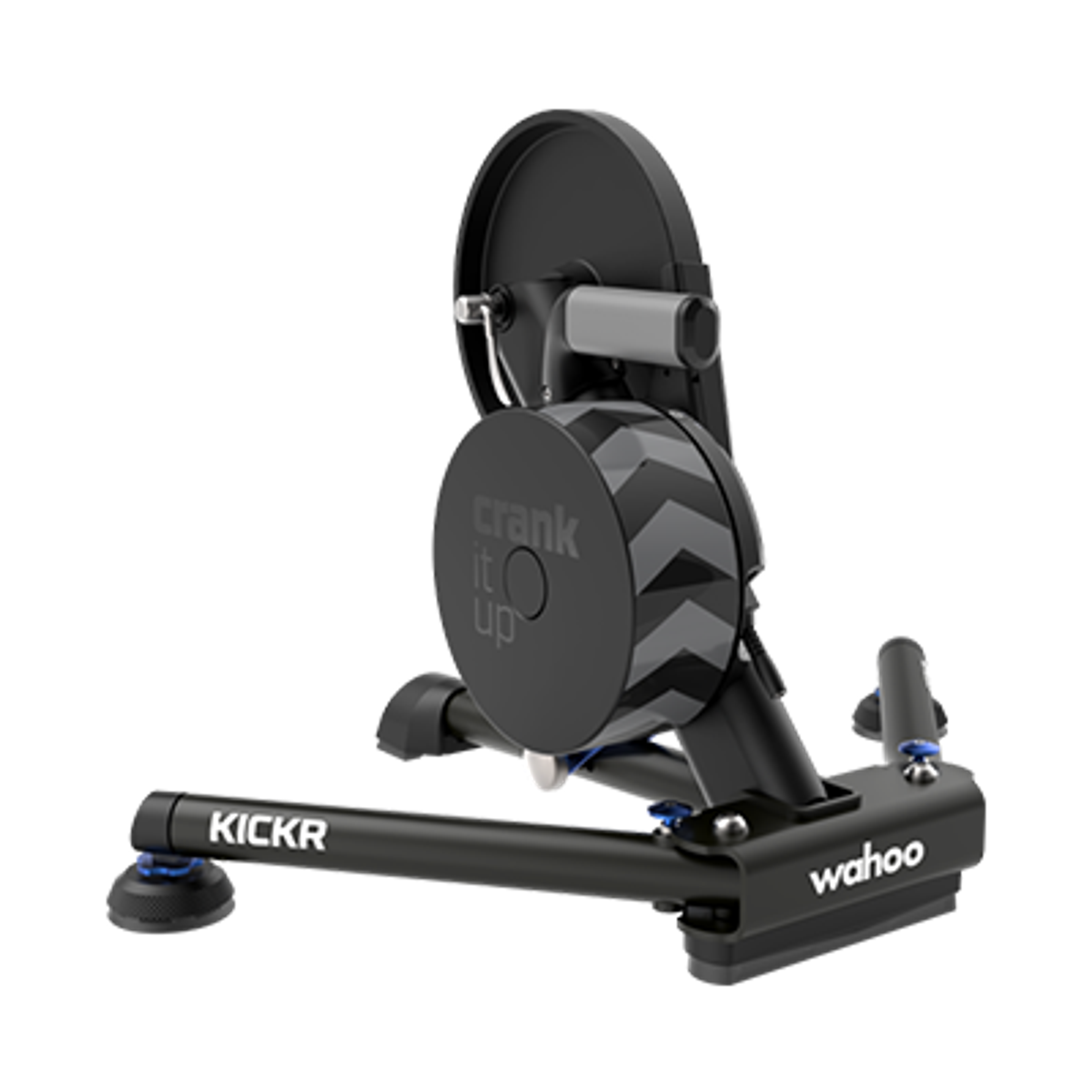 A black Wahoo KICKR smart bike trainer.