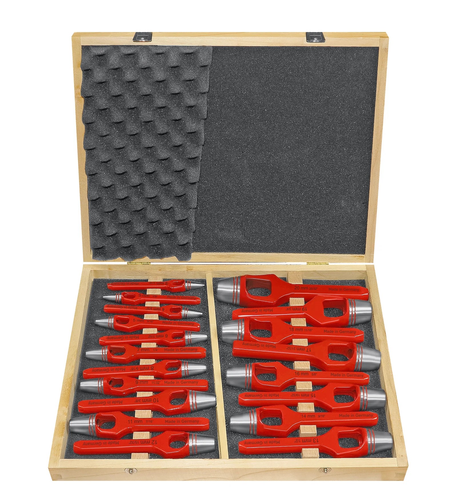 Henkellocheisen-Satz im Holzkasten 2-20mm (19-tlg.)