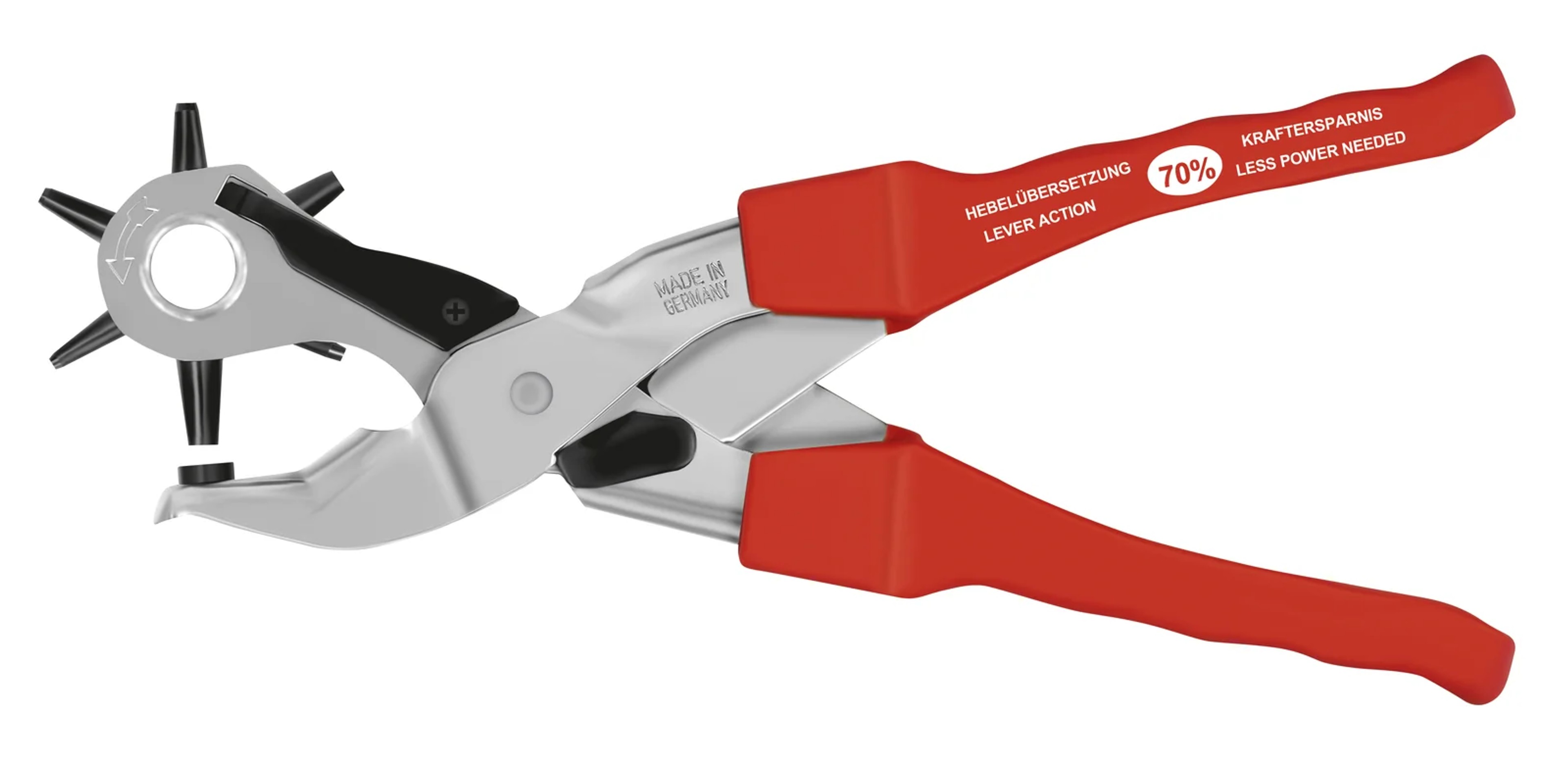 Hebelübersetzte Revolverlochzange (aus Stahlblech)  Ø 2,0-4,5mm