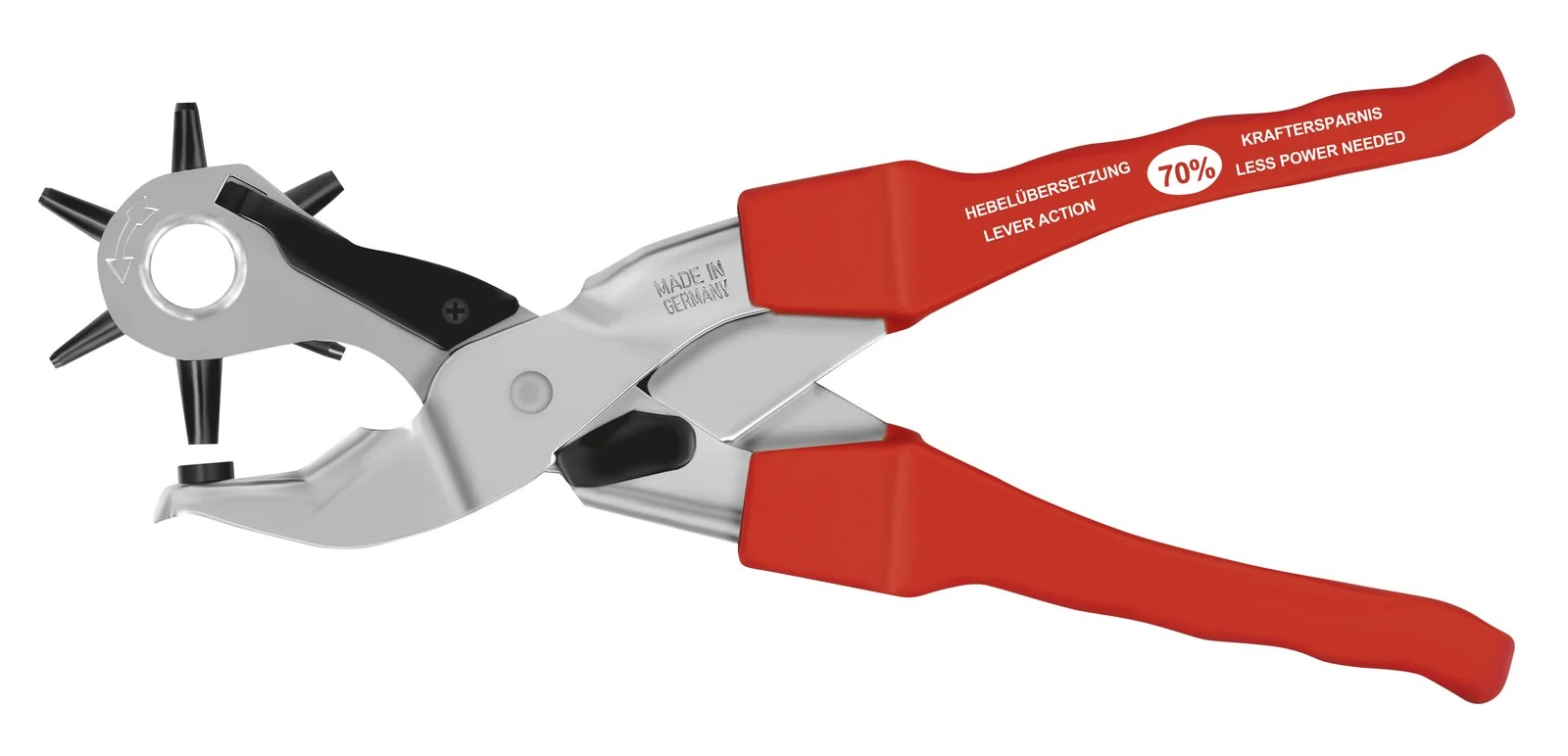 Hebelübersetzte Revolverlochzange (aus Stahlblech) Ø 2,0-4,5mm