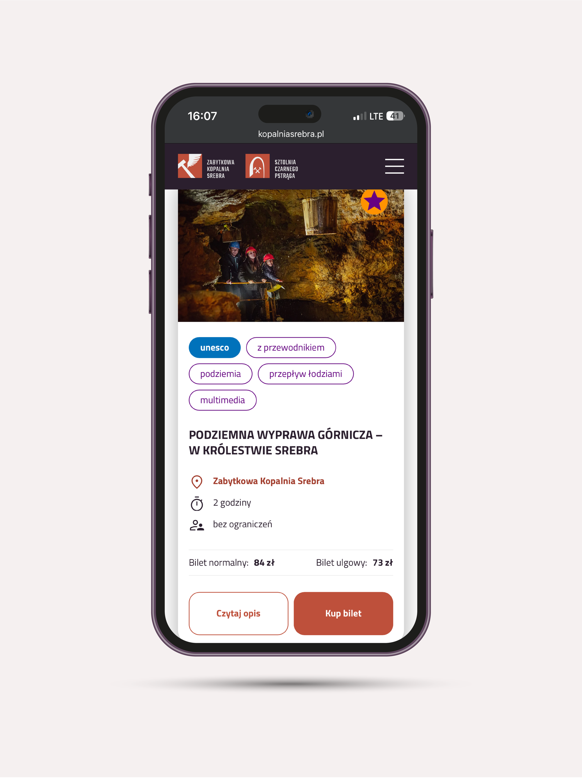 An event card with visible tags and buttons