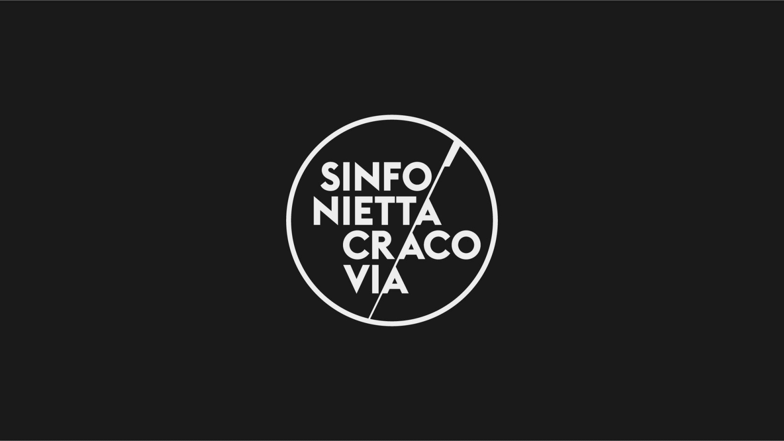 The Sinfonietta Cracovia logo reversed on black