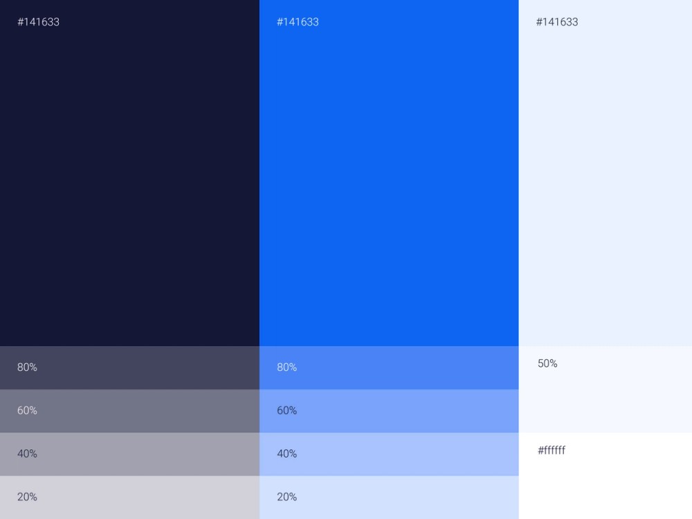 Novacura colour palette with values
