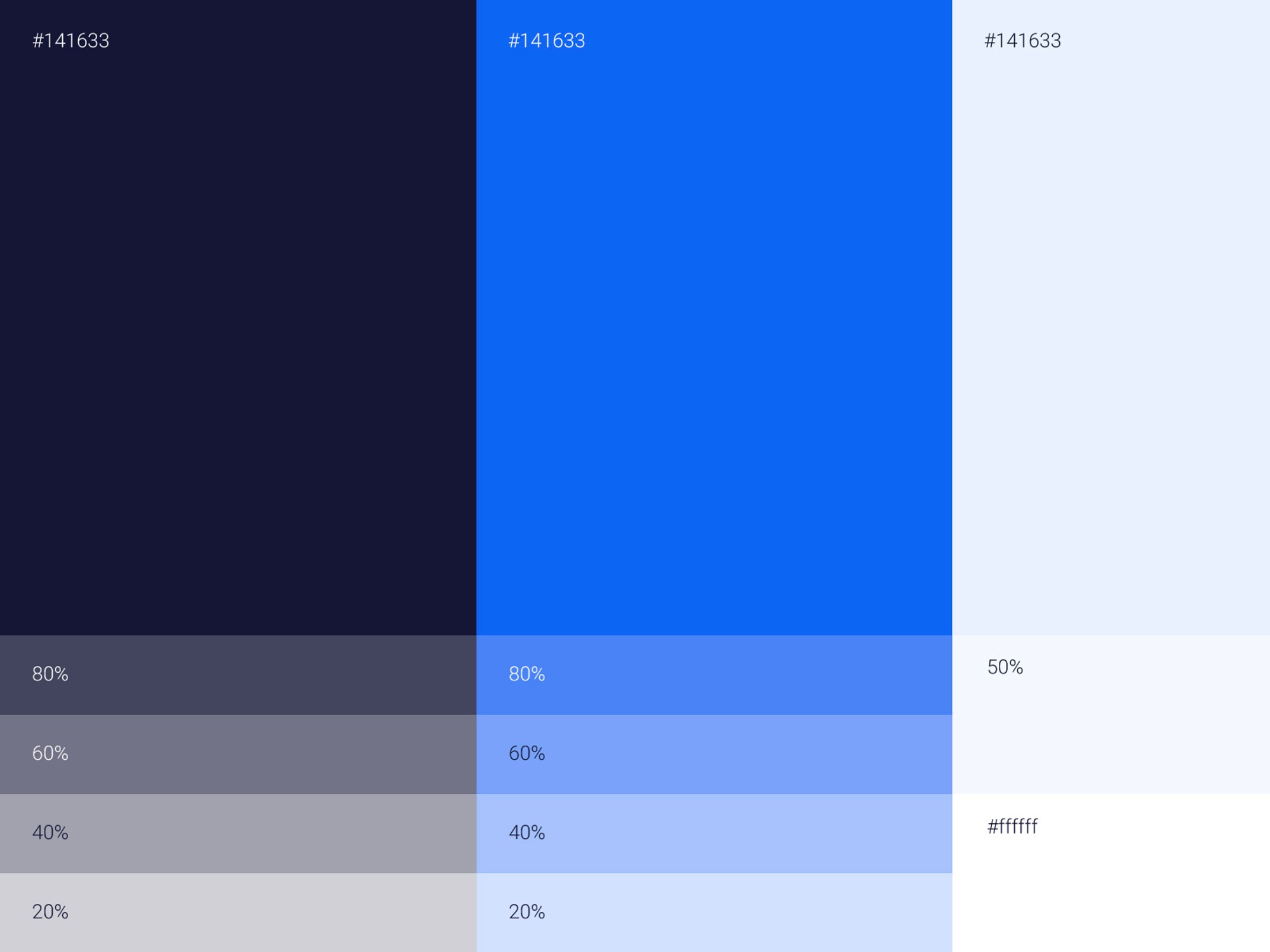 The Novacura colour palette: navy, blue and a scale of tints