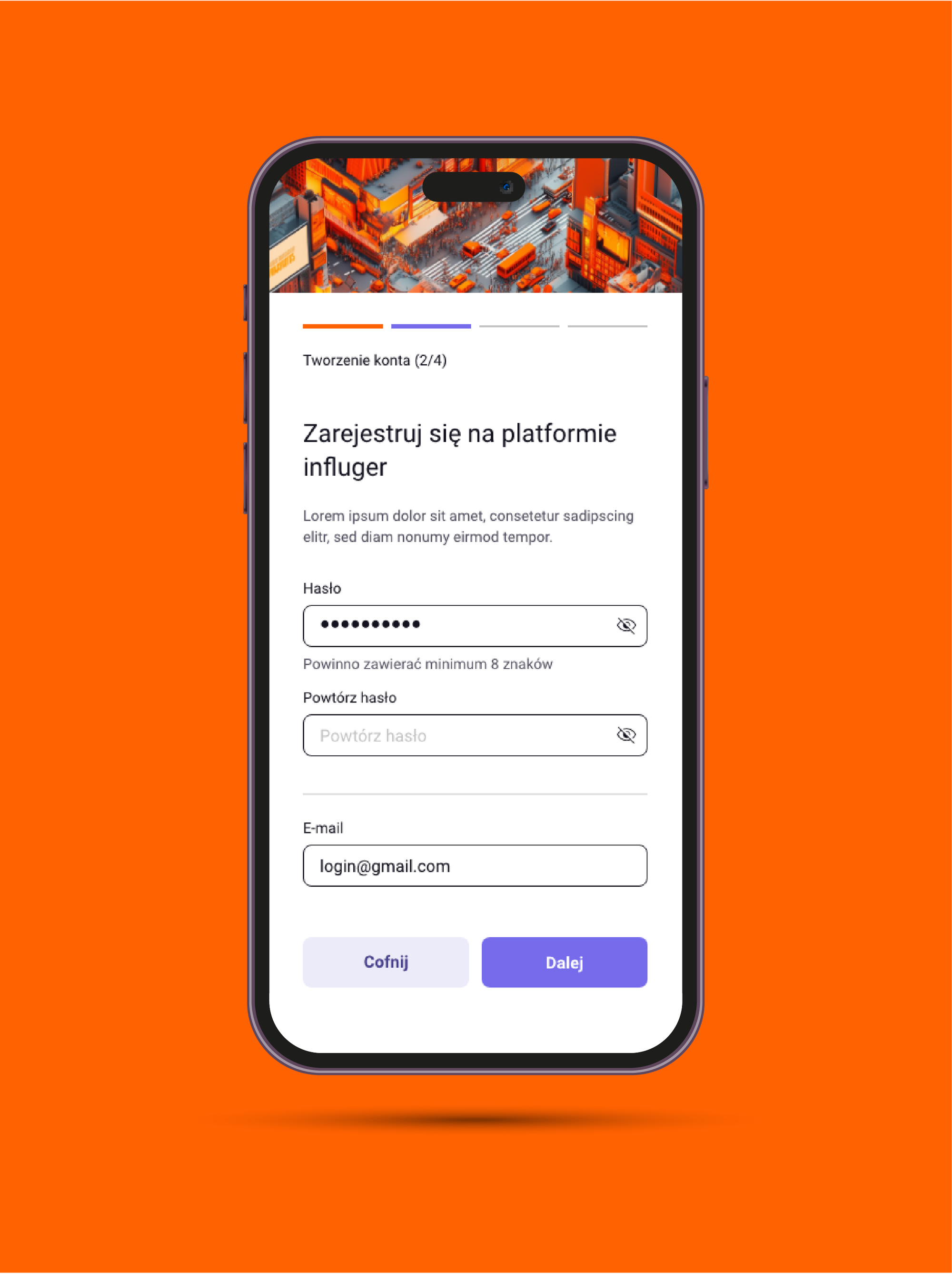 Influger sign-in screen