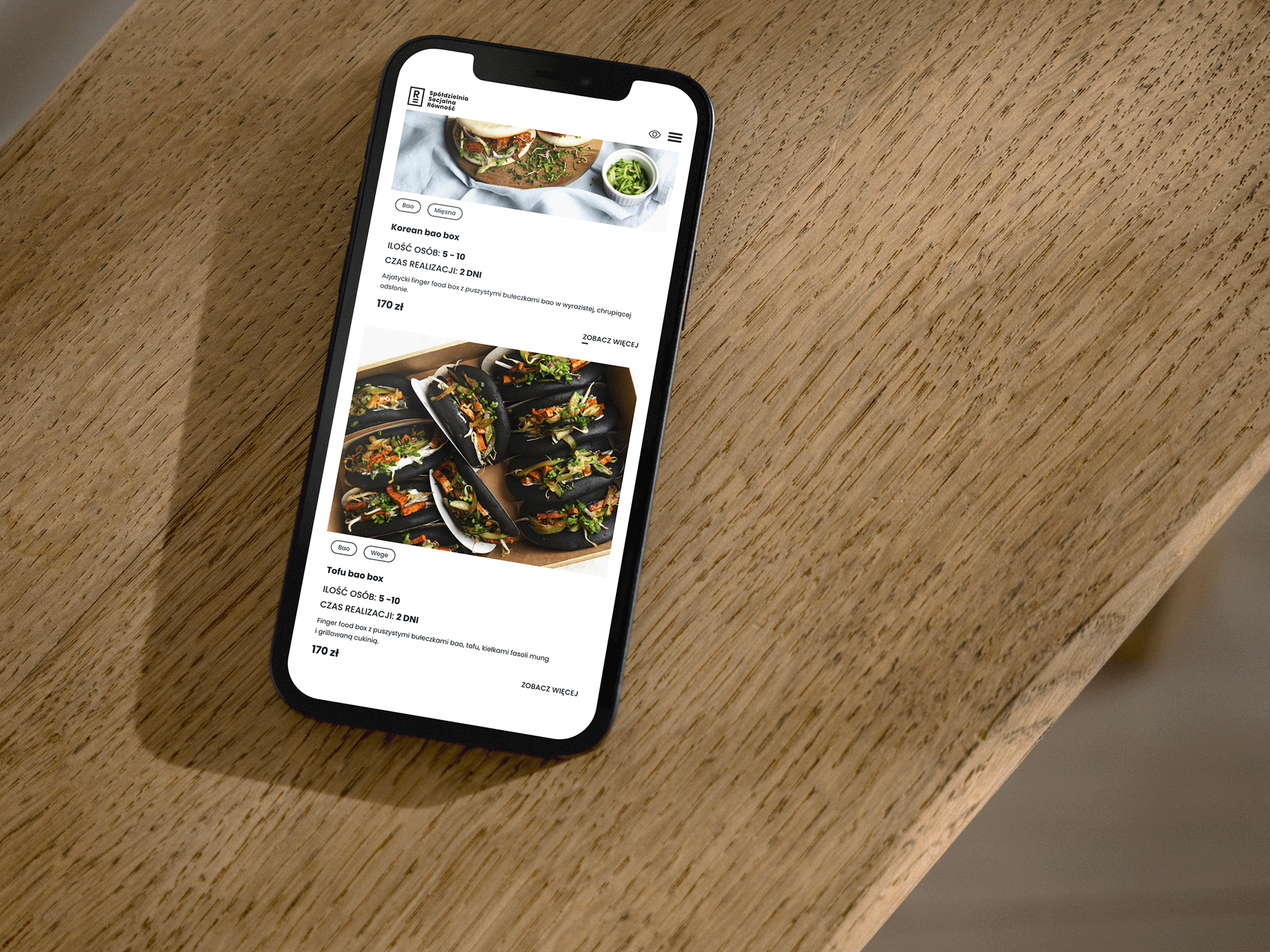 A product subpage on mobile – Catering Równość