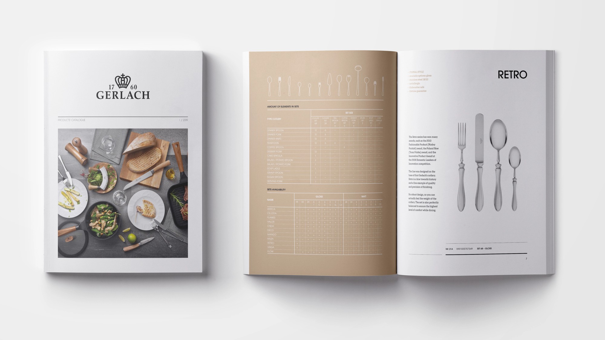 The cover of the Gerlach kitchen catalogue and the Retro series spread