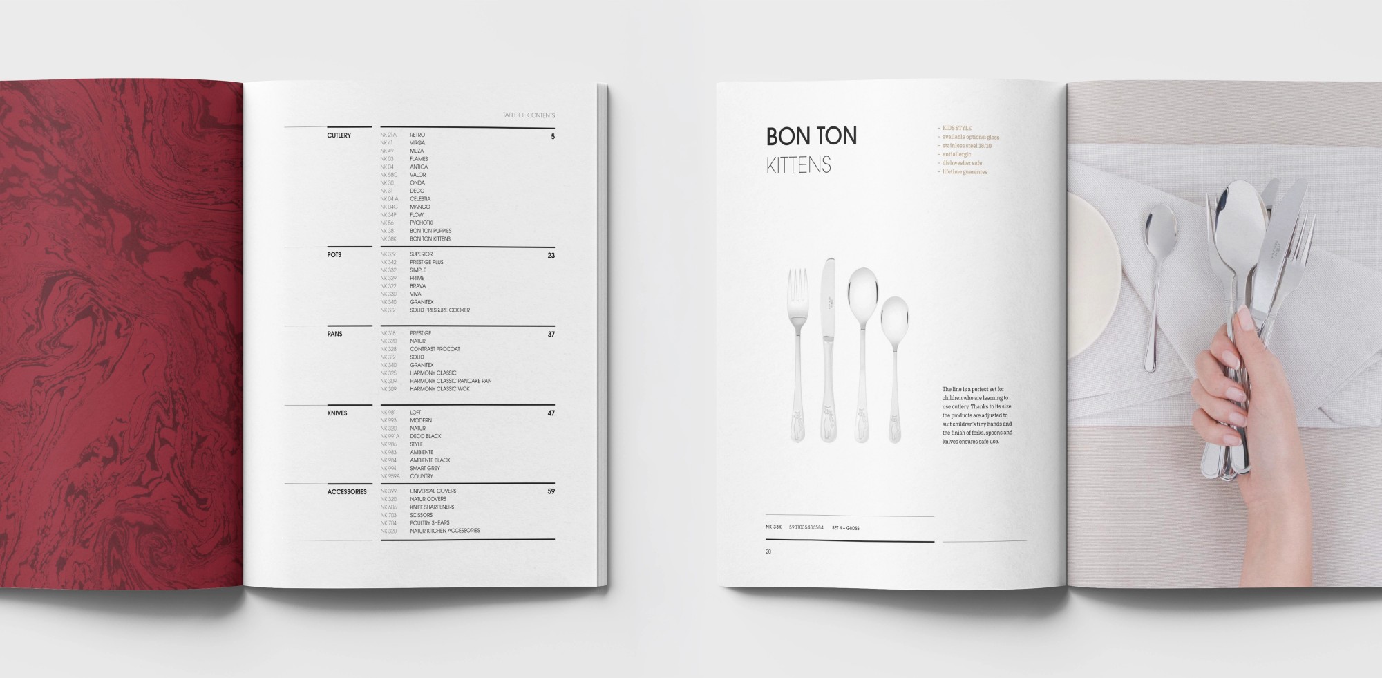 The English version of the Gerlach catalogue: endpaper, contents and the Bon Ton Kittens series