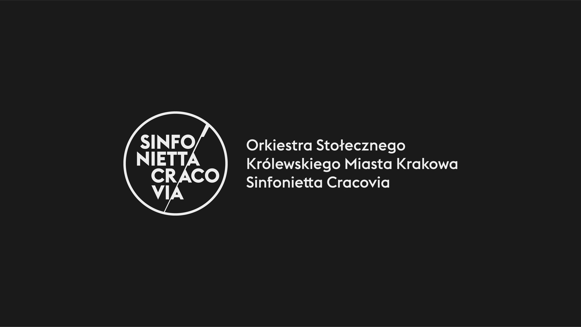 Logo z pełną nazwą w negatywie na czerni
