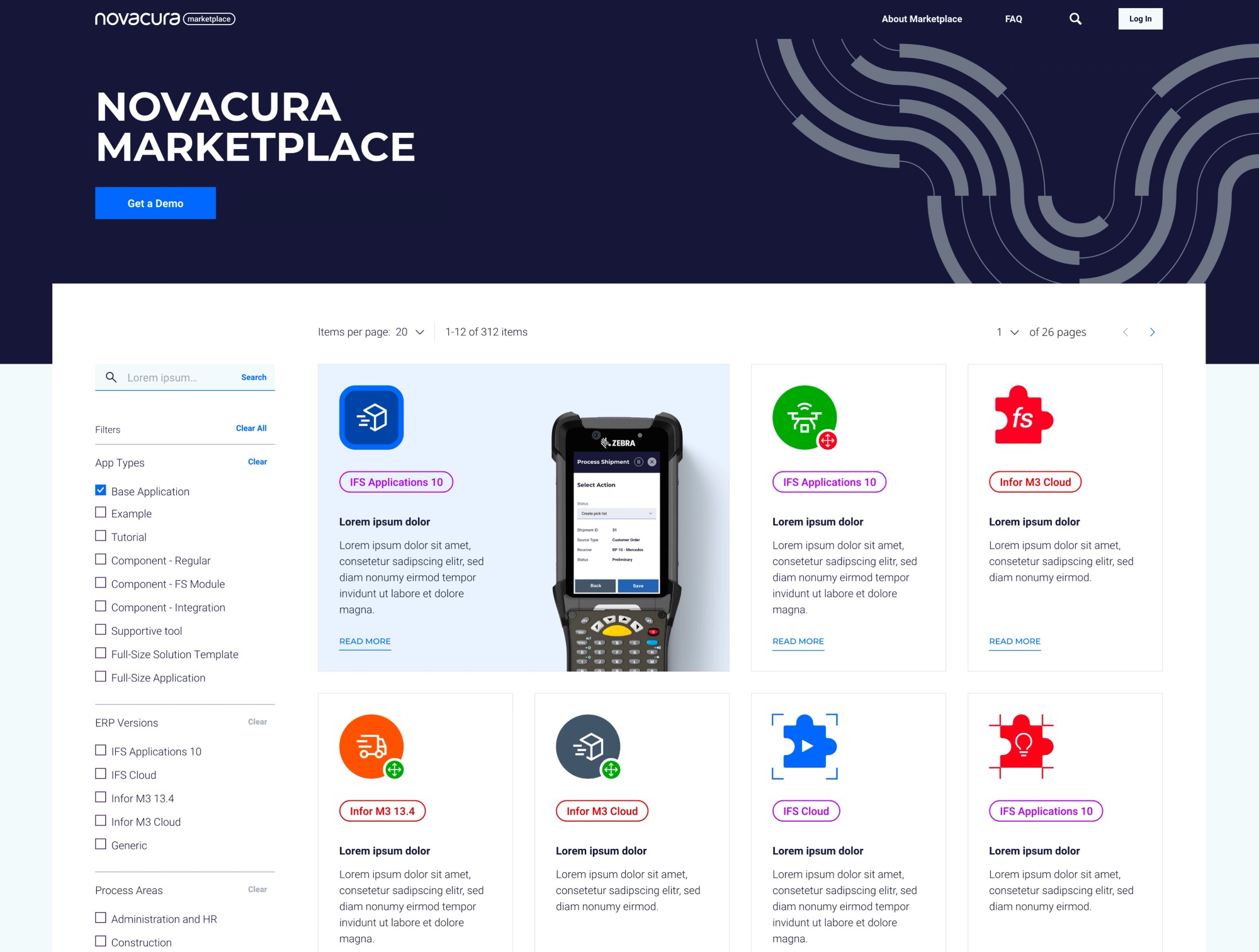 The Novacura marketplace: the new page concept