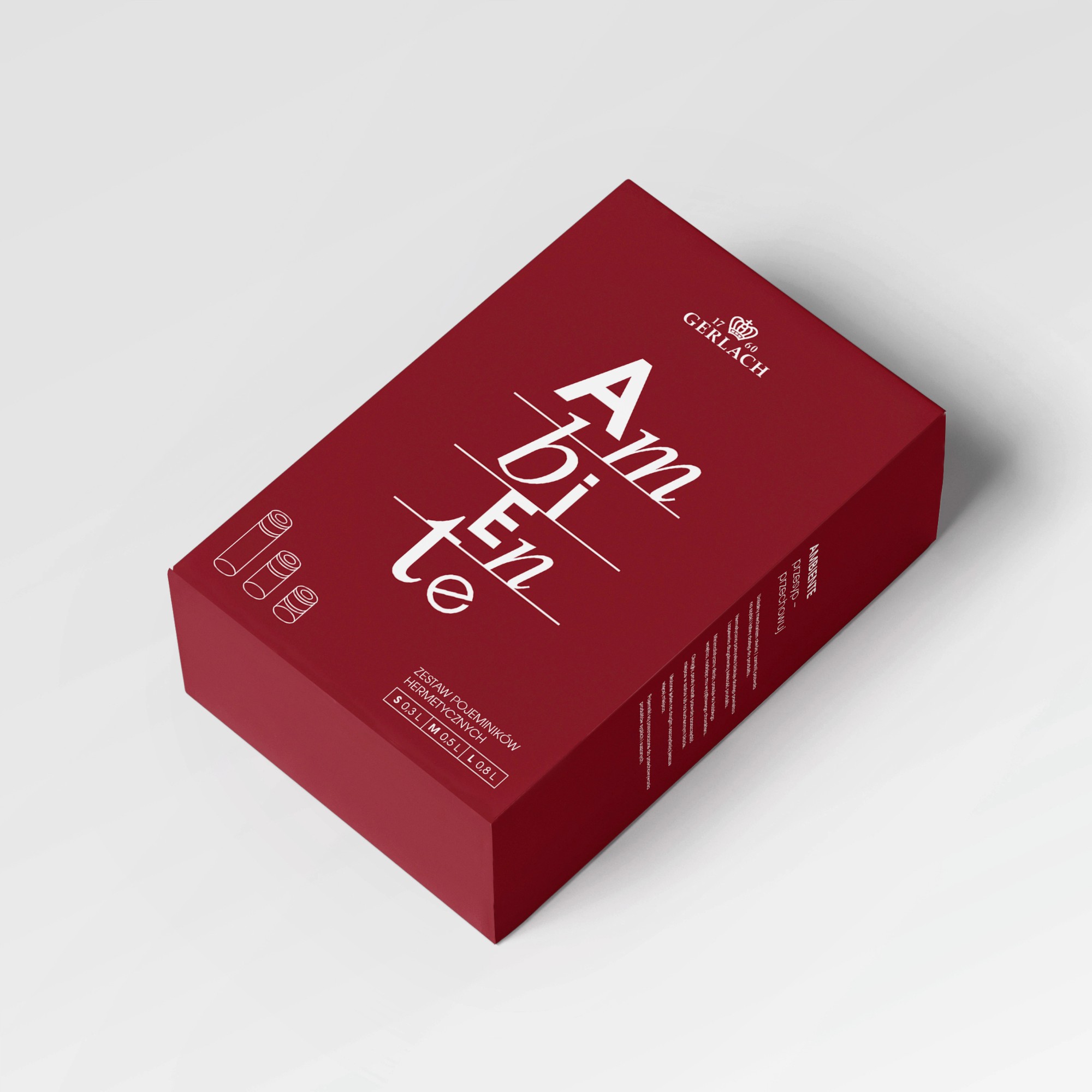 A burgundy box of the Ambiente airtight container set