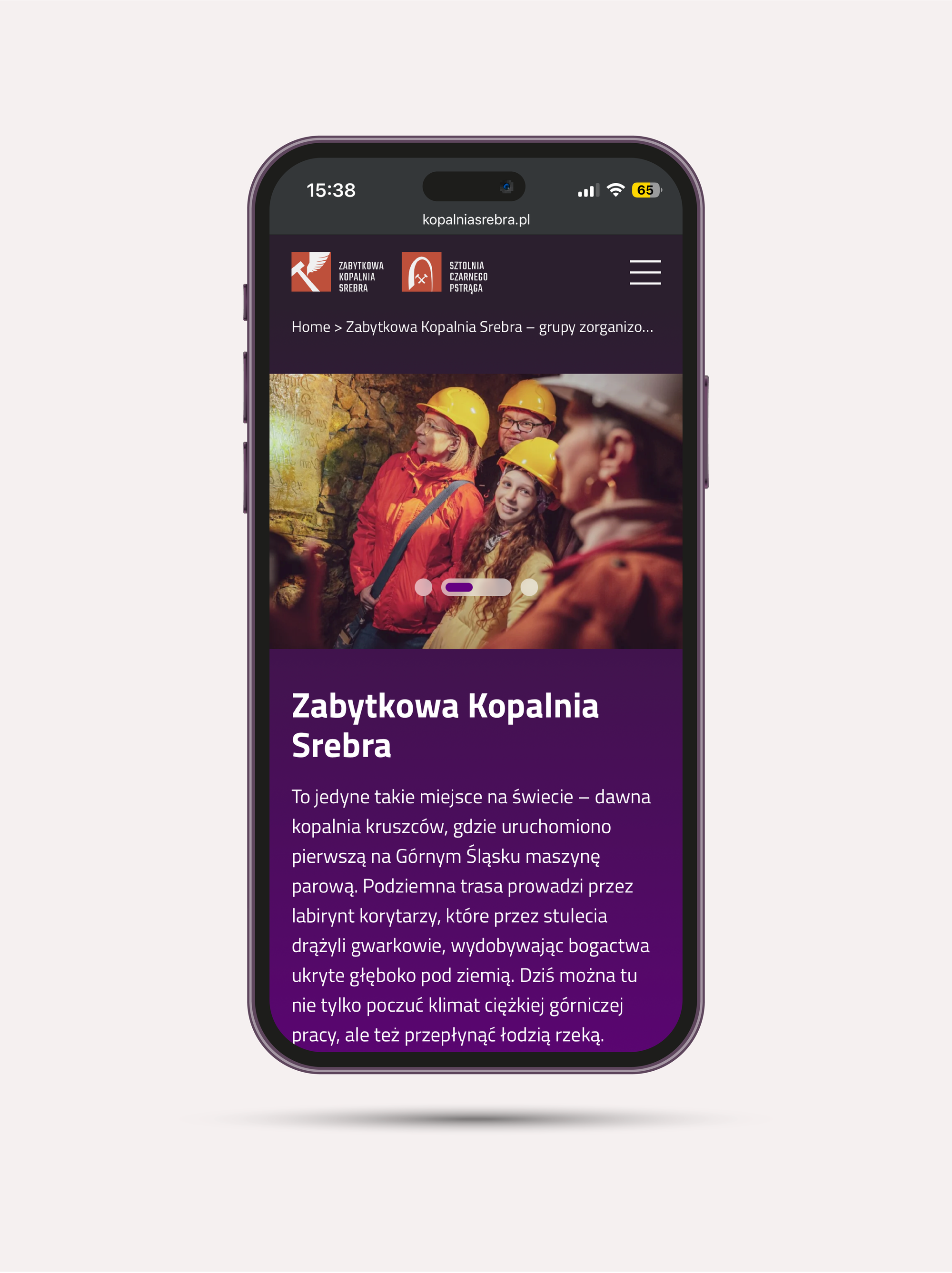 The top banner on mobile – Historic Silver Mine