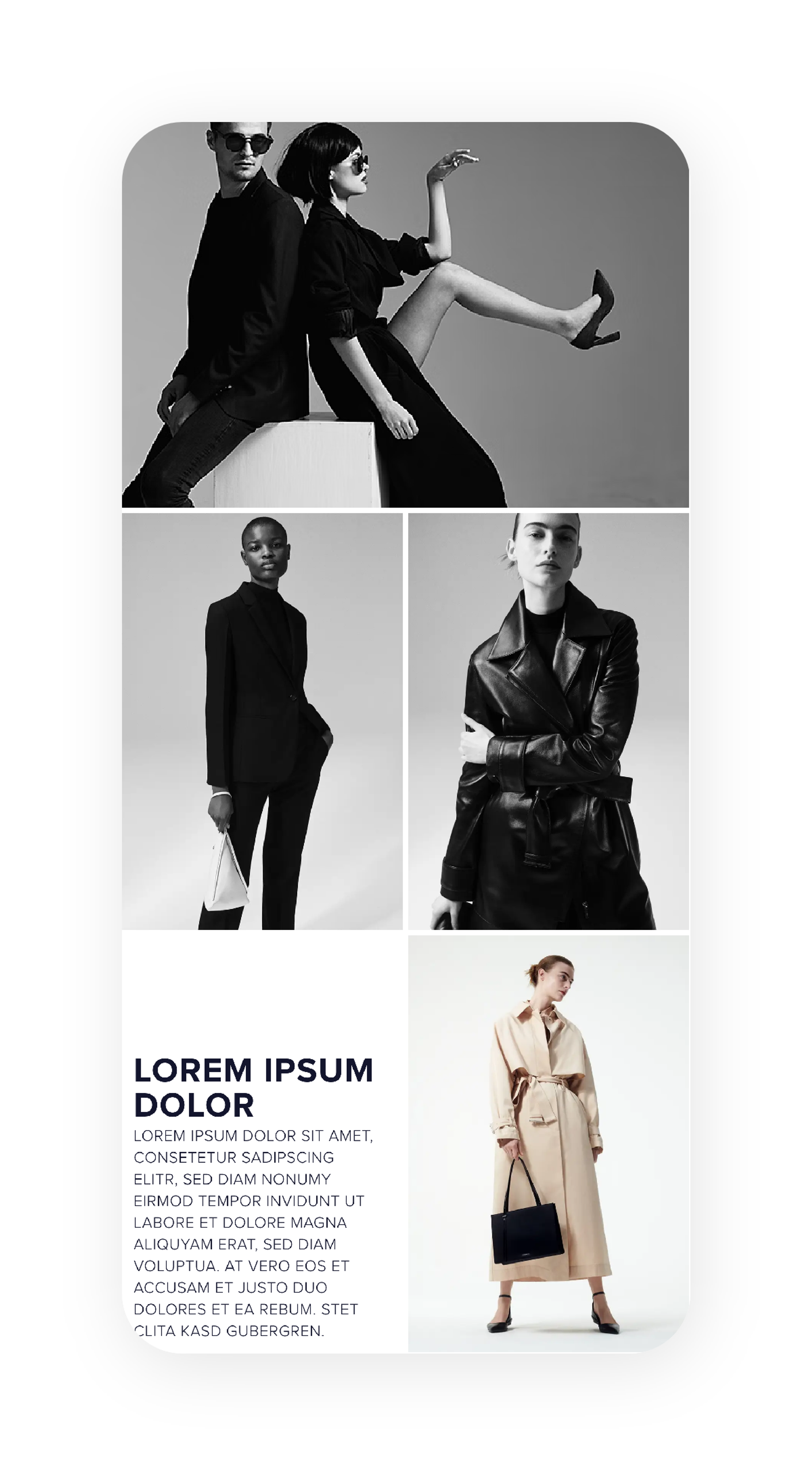 Hexeline lookbook modules on mobile