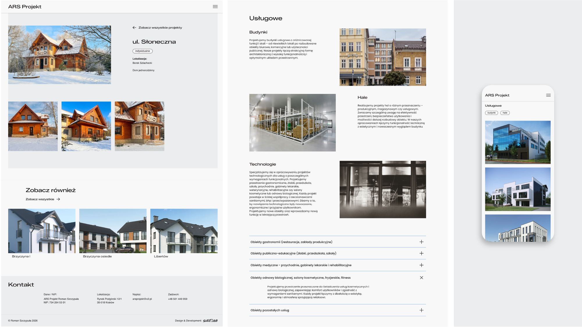 widok layoutu strony ars projekt
