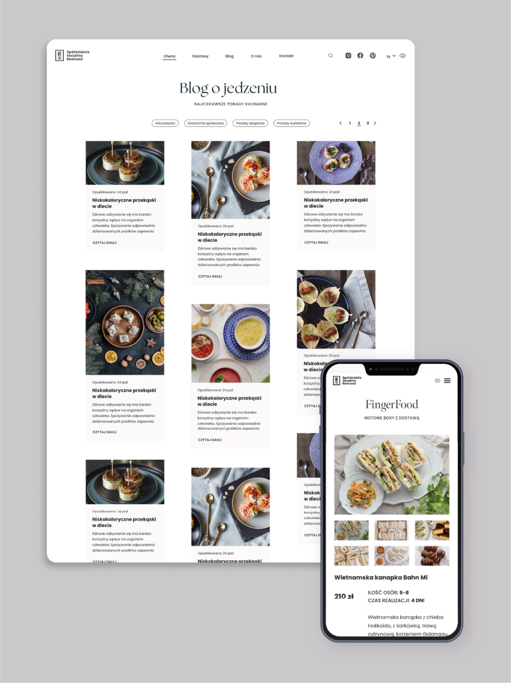 Równość catering blog – desktop and mobile view