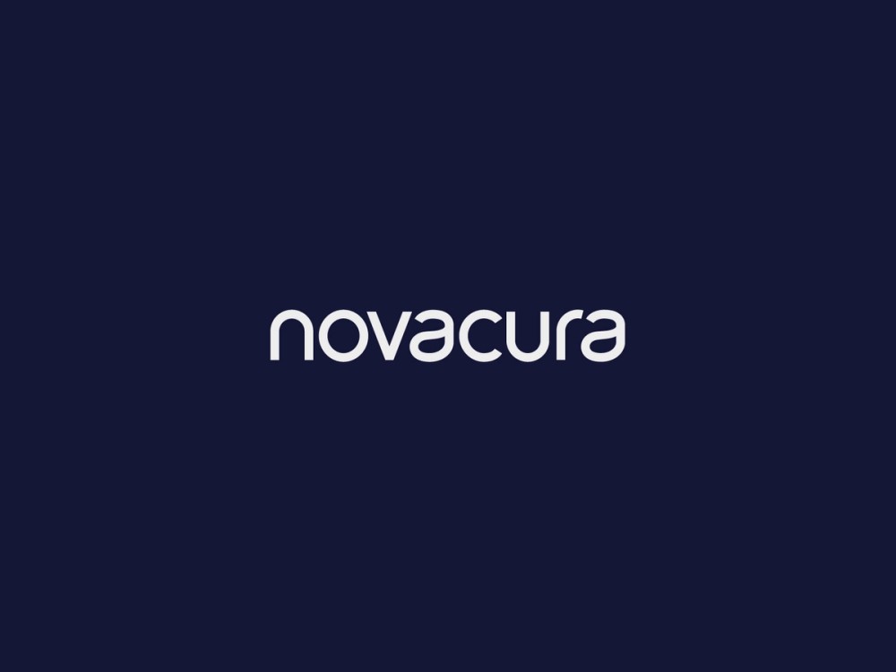 Novacura logo on a navy background