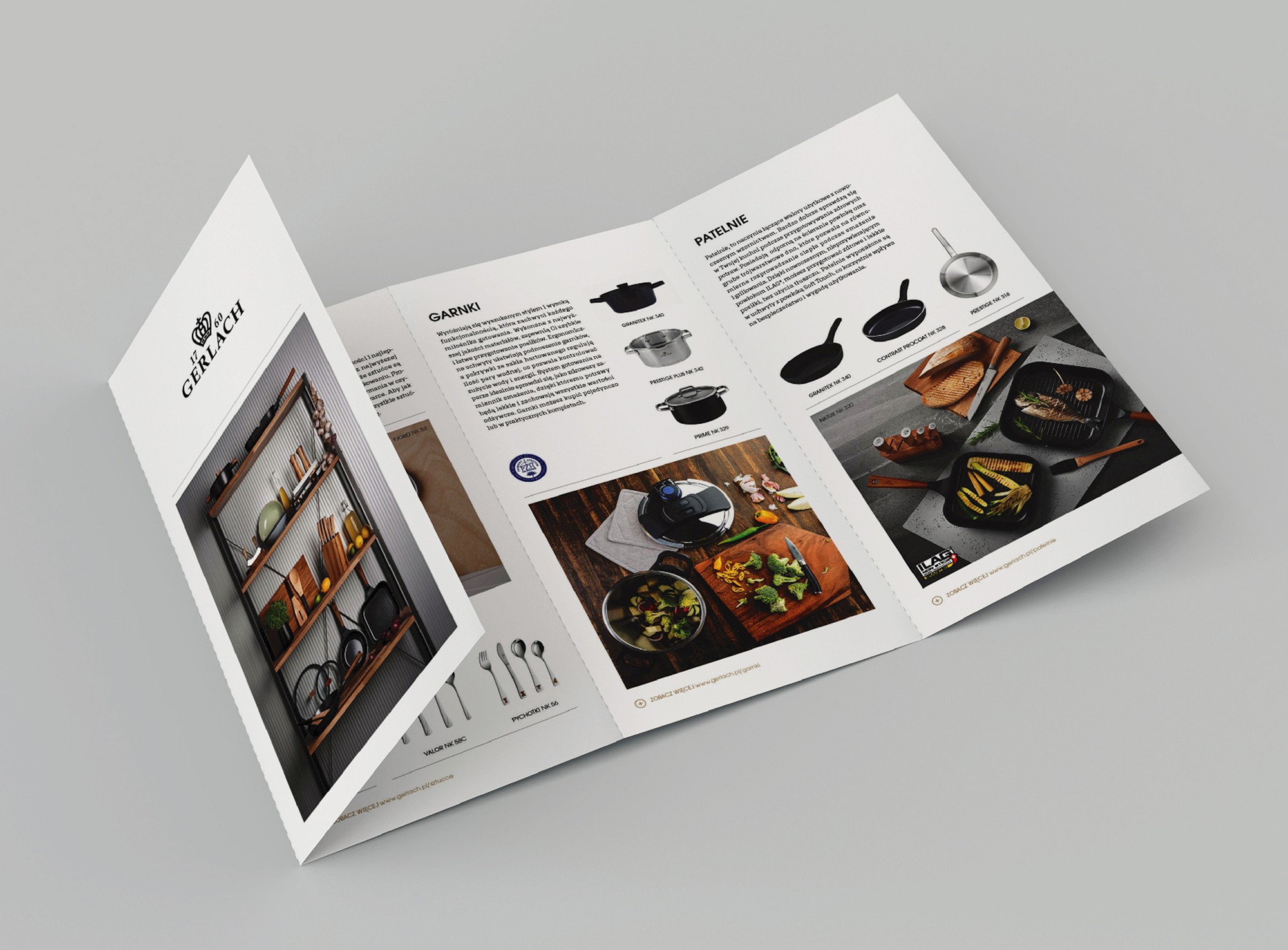 An unfolded Gerlach brochure with pots and pans