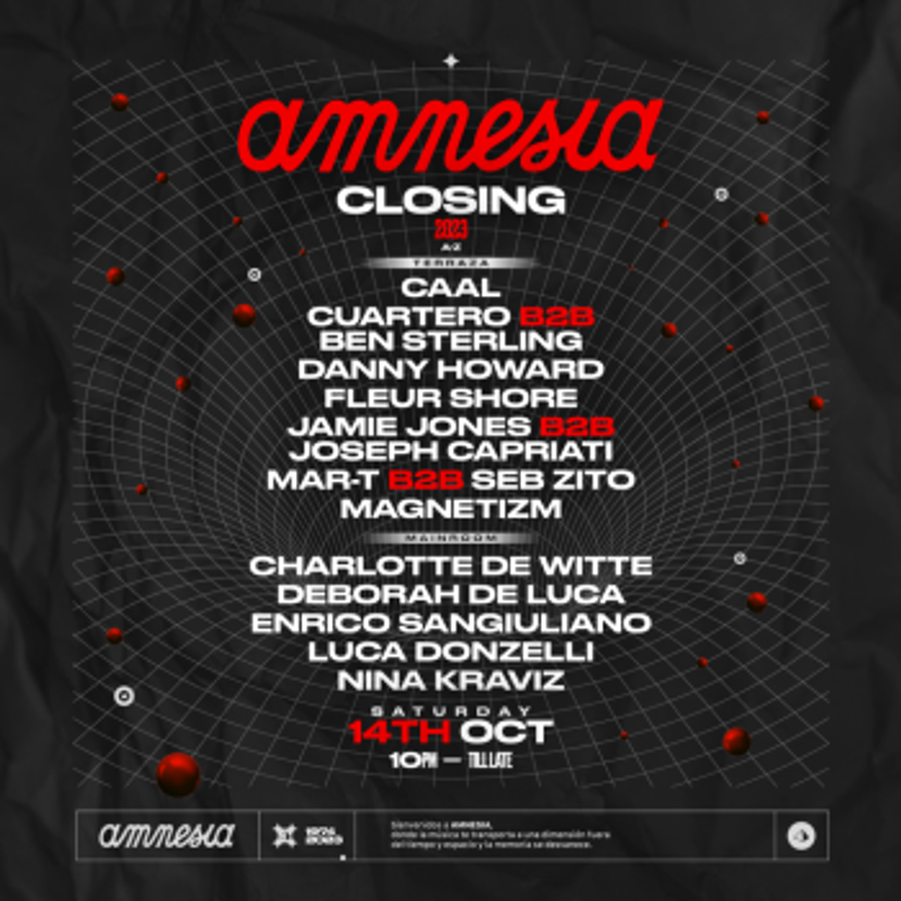 Amnesia Closing Party 2023 event artwork
