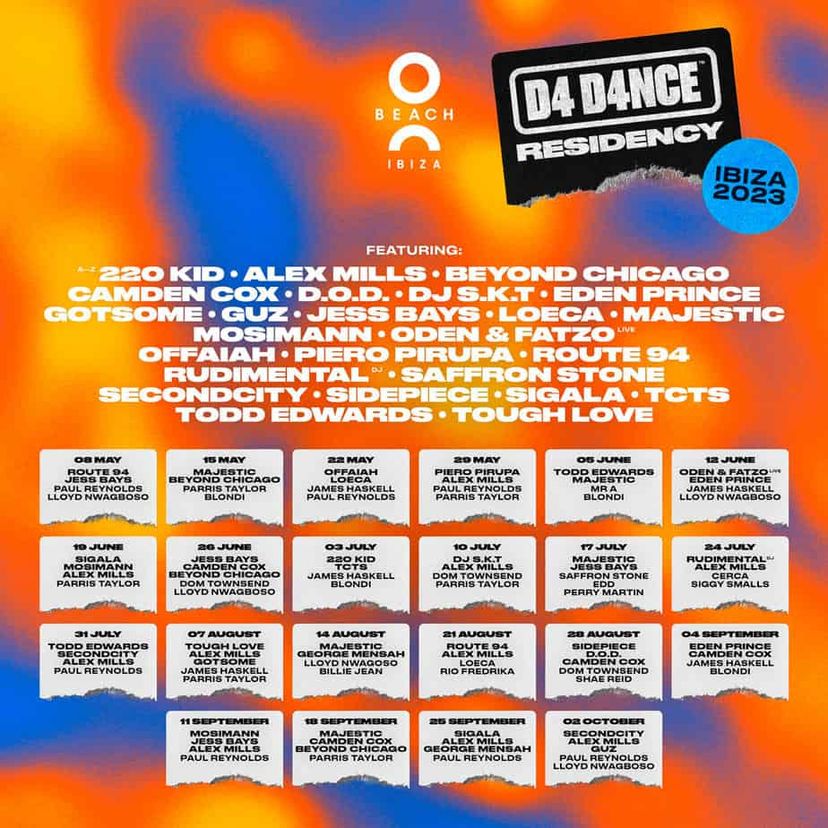 D4 D4NCE at O Beach Ibiza event artwork