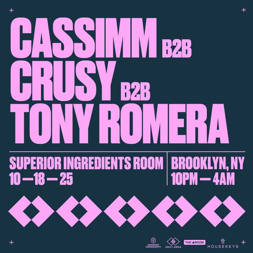 CASSIMM b2b Crusy b2b Tony Romera event artwork