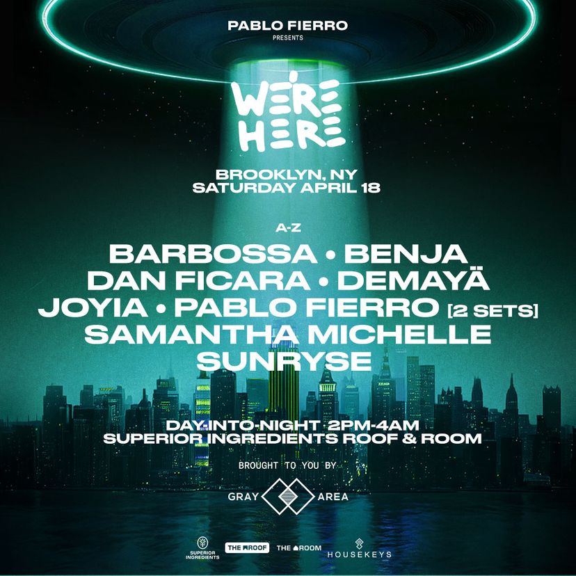Pablo Fierro presents WE'RE HERE: Day-Into-Night Marathon event artwork