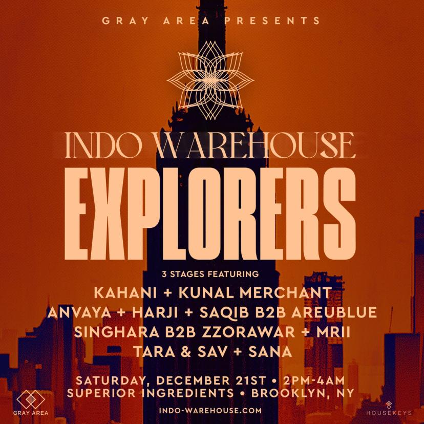 Indo Warehouse: Explorers (All Day, All Night – Brooklyn Takeover) event artwork