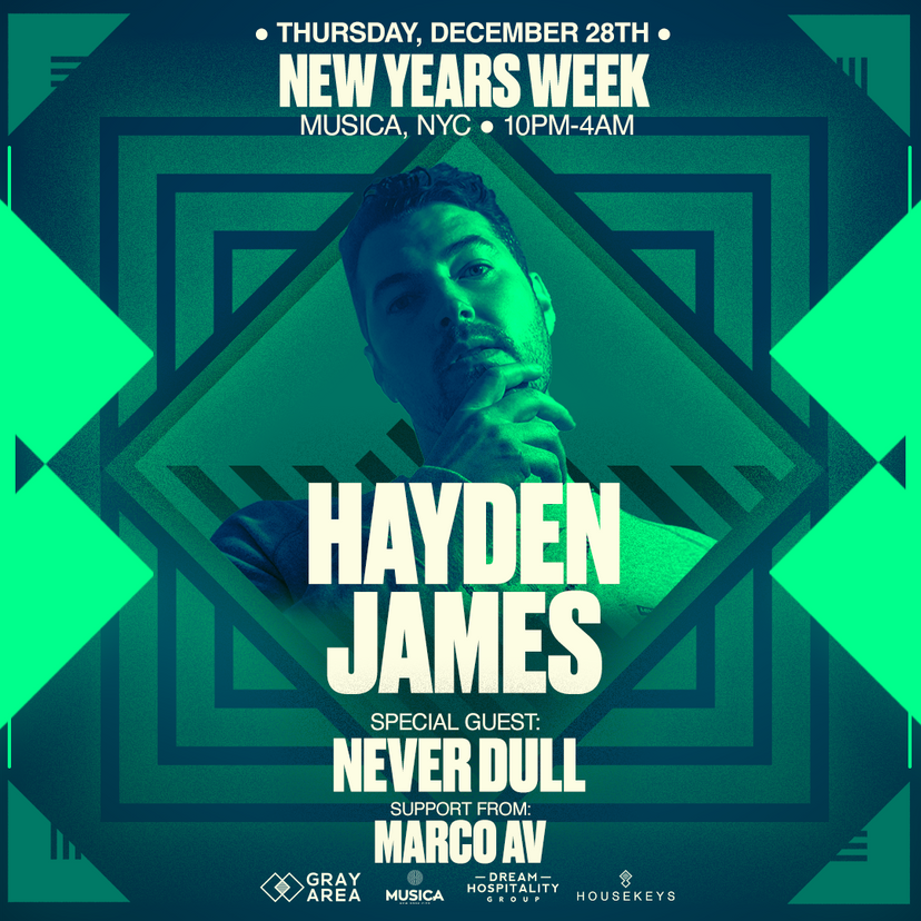 Hayden James (New Years Week) w. Never Dull & Marco AV event artwork