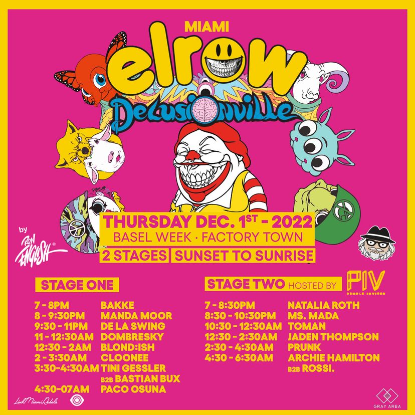 elrow Miami Delusionville event artwork