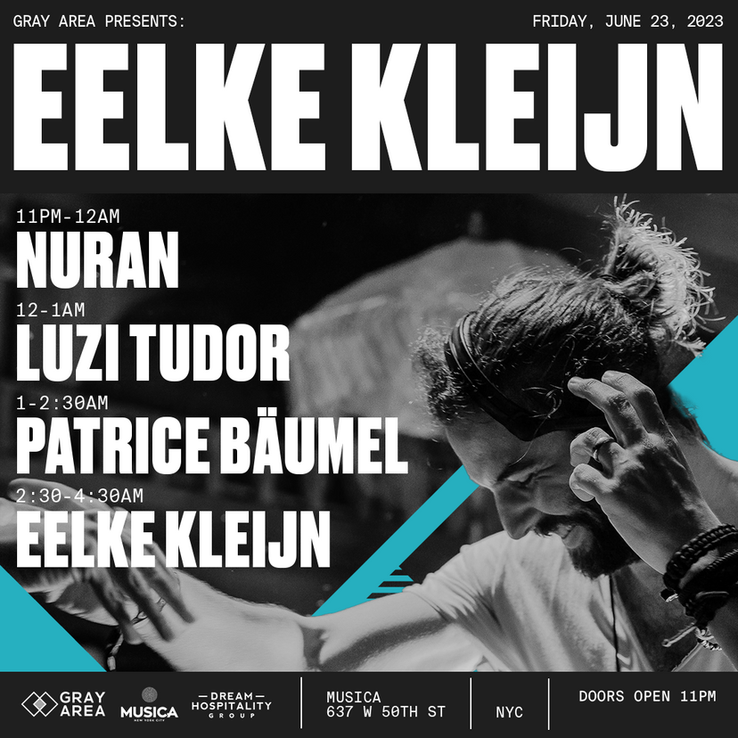 Eelke Kleijn with Patrice Bäumel, Luzi Tudor, and Nuran event artwork