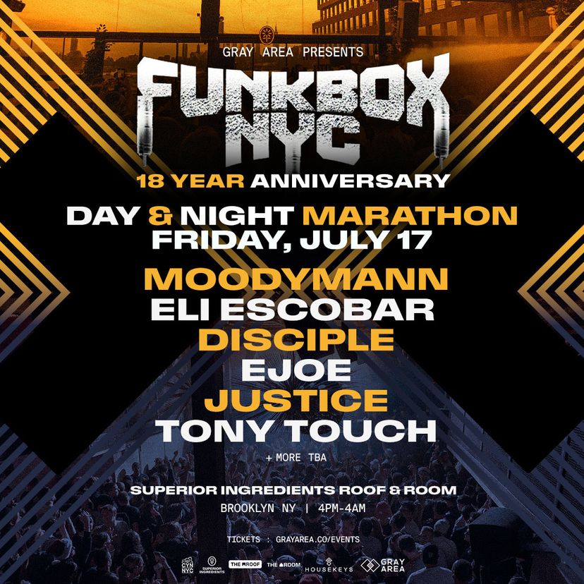 FUNKBOX NYC 18-Year Anniversary Day-Into-Night Marathon event artwork