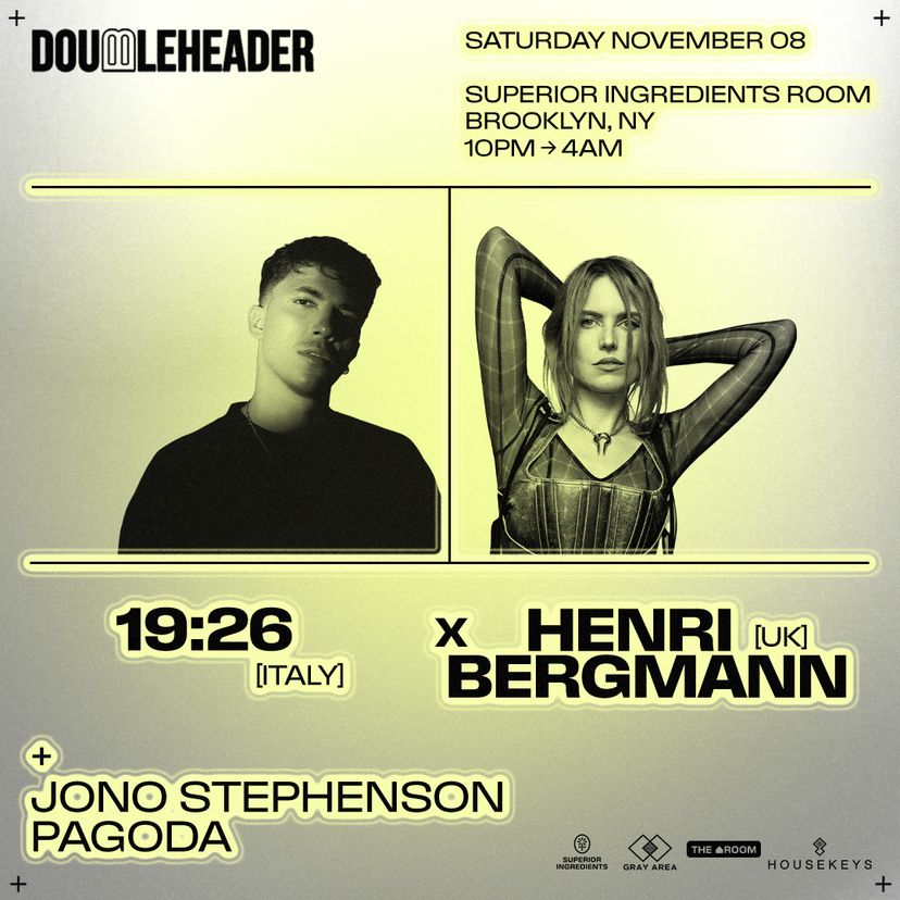 DOUBLEHEADER: 19:26 & Henri Bergmann event artwork