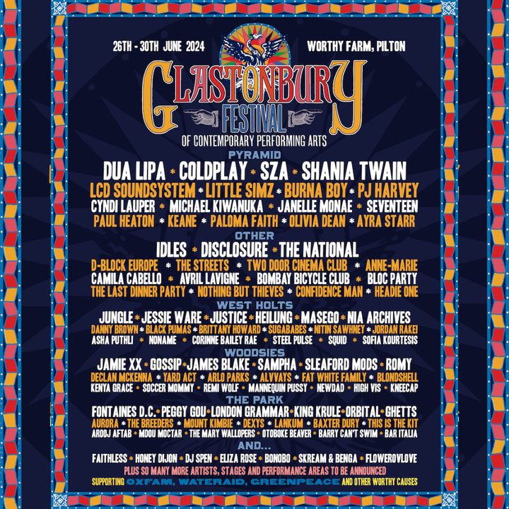 Glastonbury line up discount