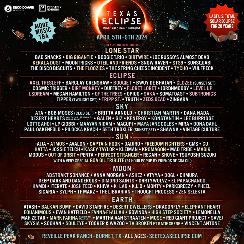 Texas Eclipse Festival 2024 event artwork