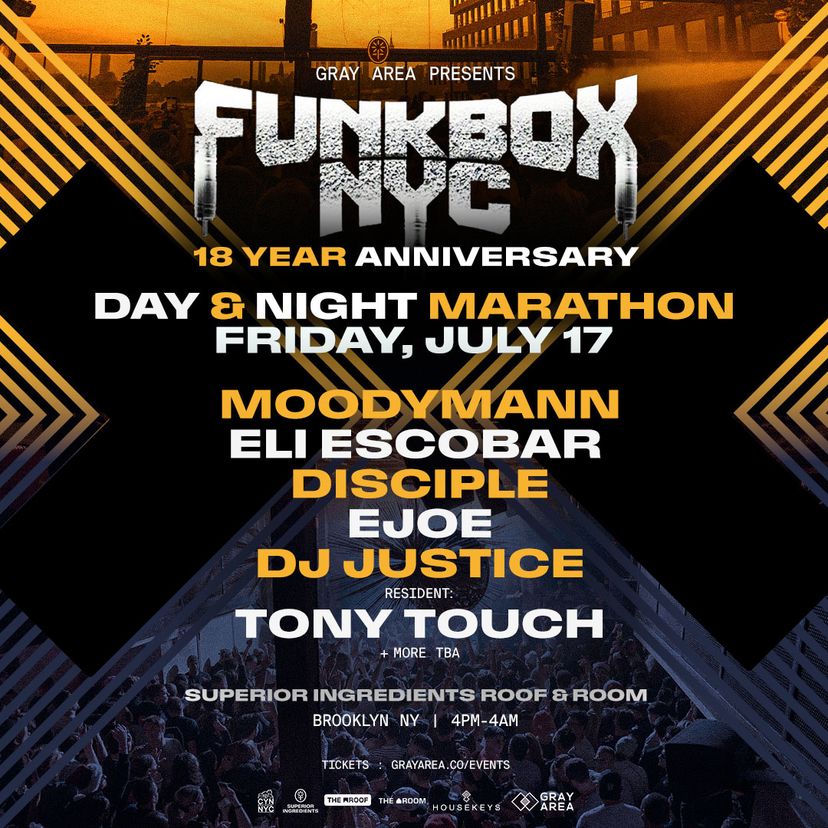 FUNKBOX NYC 18-Year Anniversary Day-Into-Night Marathon event artwork