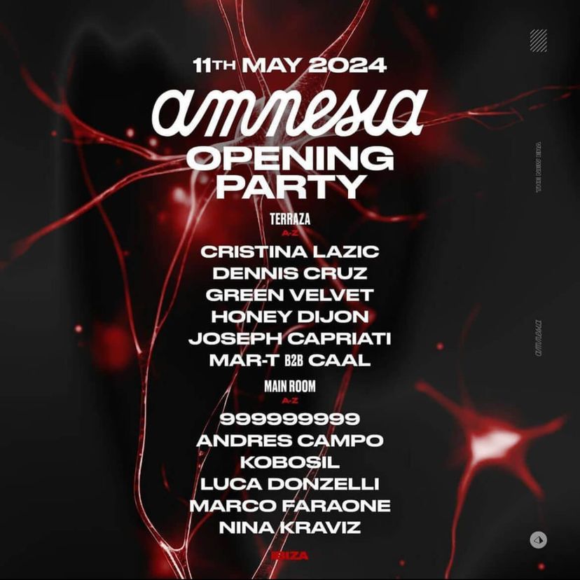 Amnesia Opening Party 2024 event artwork