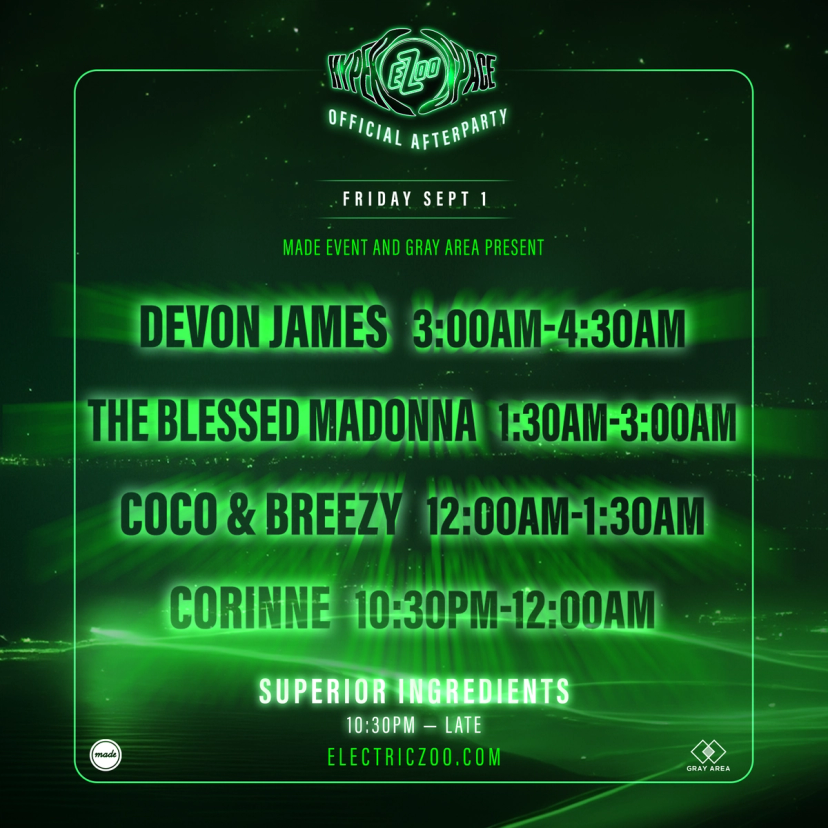 The Blessed Madonna, Coco & Breezy - Ezoo Afters event artwork