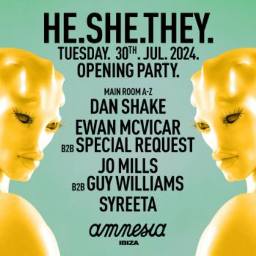 HE. SHE. THEY Opening Party event artwork